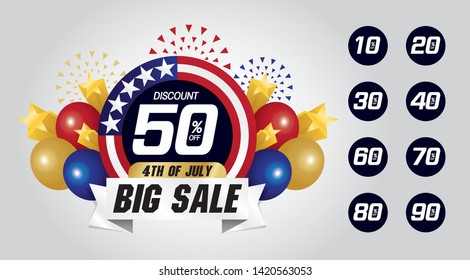 4th of July big sale graphic resource for business advertising media