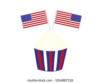4th of july birthday cupcake with flags