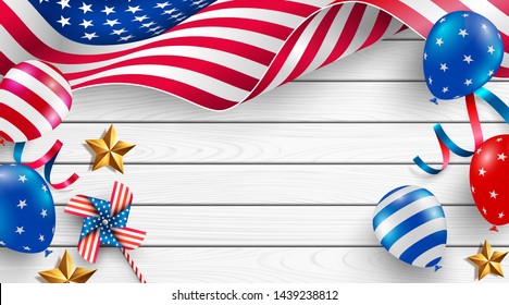 4th of July blackguards template.USA independence day celebration with American flag.USA 4th of July promotion advertising banner template for Brochures,Poster or Banner.Vector illustration EPS 10