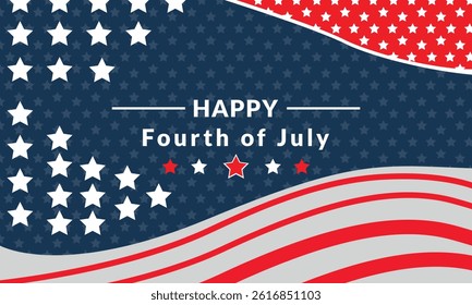 4th of july blue background vector, USA celebration of Independence day - Banner illustration.