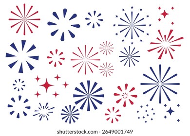 4th of July border, USA banner, fireworks pattern background.Vector illustration