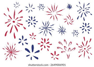 4th of July border, USA banner, fireworks brush texture background.Vector illustration