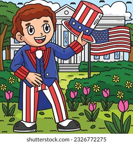 4th Of July Boy with Uncle Sam Outfit Colored 