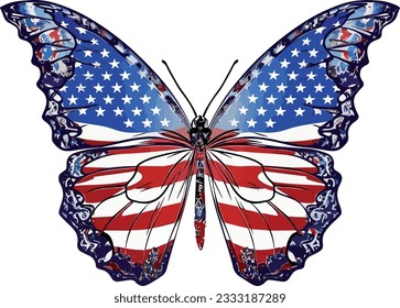 4Th of july butterfly t-shirt design