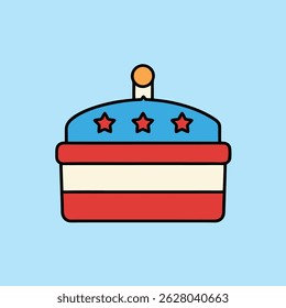 4th of July Cake Icon – Flat Vector Art Illustration Design for Independence Day