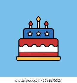 4. Juli Cake Icon - Flache Vektorkunst Illustration Design für Independence Day