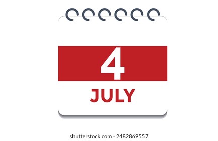 4th July calendar icon, calendar Icon Vector emblem.