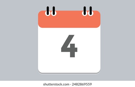 4th July calendar icon, calendar Icon Vector emblem.