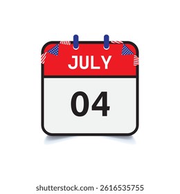 4th July calendar icon, calendar Icon Vector emblem. EPS10