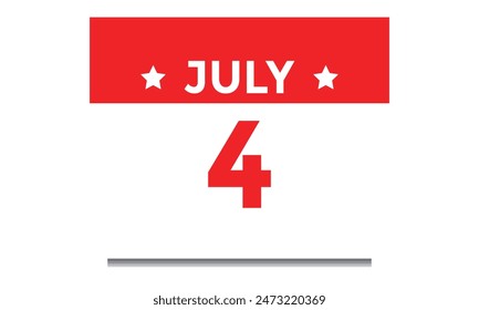 4th July calendar USA Independence Day, calendar Icon Vector emblem.