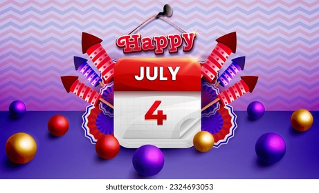 4th July Calender Independence Day America Illustration premium vector