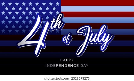 4th of july calligraphy effect text. vector usa independence day celebration background. american flag stroke, for social media posts, websites, banners, advertisements, flyers, cards, and posters