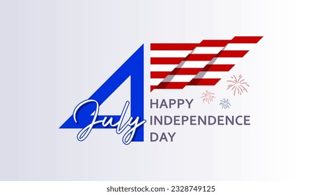4th of july calligraphy effect text. vector usa independence day celebration background. american flag stroke, for social media posts, websites, banners, advertisements, flyers, cards, and posters