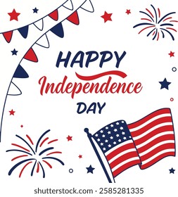 4th July Calligraphy Greeting Card Happy Independence Day. 4th of July Calligraphy, Happy Independence Day Greeting Card, Patriotic Celebration