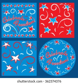 4th of July Celebrate Freedom vector patterns and elements