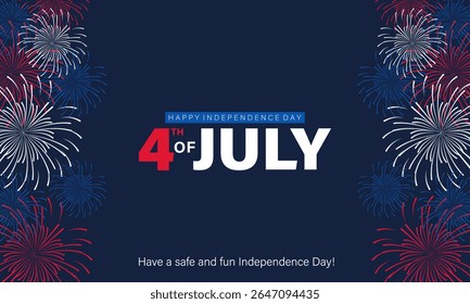 4th of July celebration background with firework. Perfect for Independence Day, patriotic events.