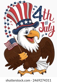 4th of July Celebration Bald Eagle Vector Illustration