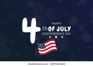 4th of July Celebration with Bold Typography and American Flag