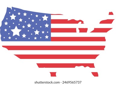 4th of July celebration freedom day element America map