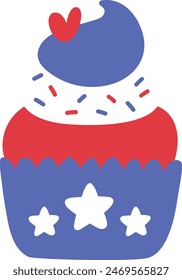 4th of July celebration freedom day element cupcake