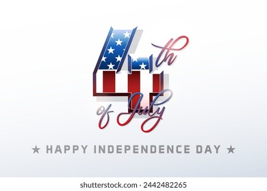 4th of July celebration. Happy USA United States of America Independence Day. Poster banner background template graphic with American flag design. Patriotic Commemoration Holiday