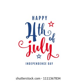 4th of July celebration holiday banner. USA Independence Day poster for greeting, sale concept design. Isolated on white. Vector illustration