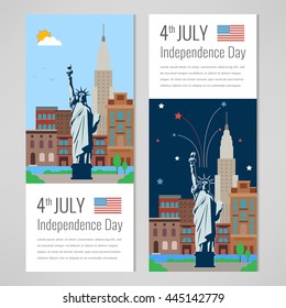 4th of July celebration. New York city for Independence Day of America. Vector illustration