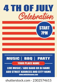 4th of July celebration party poster flyer social media post template design