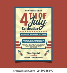 4TH July celebration party poster template