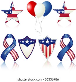 4th of July celebration vector objects isolated on white