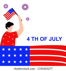 4th of July with character.Independence day of America