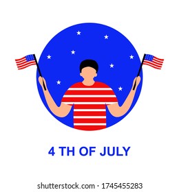 4th of July with character.Independence day of America