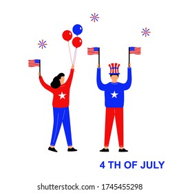 4th of July with character.Independence day of America