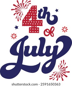 4th of July Classic Handwritten Typography Vector