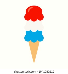 4th July cone popsicle icon. Clipart image isolated on white background