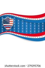 4th july cover with blue stripes and protection shield. Eps 10 vector file.