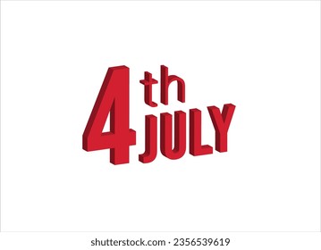 4th july , Daily calendar time and date schedule symbol. Modern design, 3d rendering. White background.