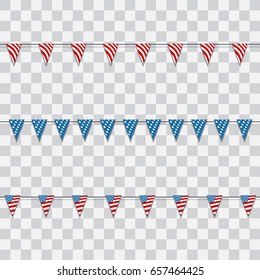 4th of July. Decoration set of garlands for USA national holidays, events, banners, posters, web.. Fourth of July vector