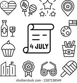4th July document icon in a collection with other items