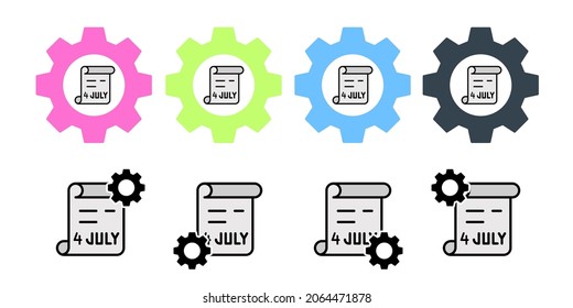 4th july document vector icon in gear set illustration for ui and ux, website or mobile application