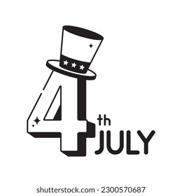 4th July doodle vector outline icon. EPS 10 file