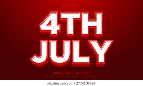 4th of july editable text style effect