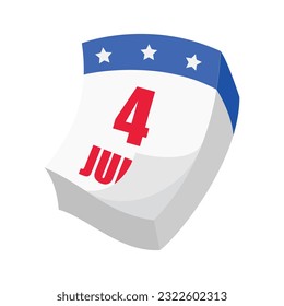 4 de julio elemento sobre fondo blanco aislado. Azul 4 de julio, EEUU Día de la Independencia diseño de elementos con elementos patrióticos