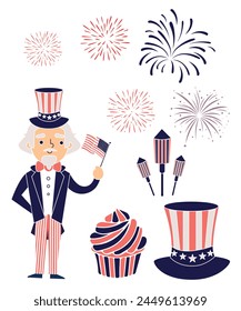 4th Of July Elements Like Fireworks Cupcake And Sam