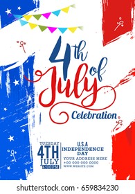 4th Of July Event Party Flyer,Poster Or Banner Template Design.
