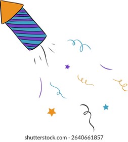 4th of July firework cracker rockets composition isolated. Vector graphic line ink illustration. Silhouette sign for logo, print, comics, fashion, pop art, boards, design, stickers, decoration