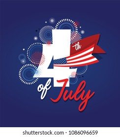 4th July fireworks background. celebration usa independence day symbol of united states freedom, patriotic holiday. vector illustration