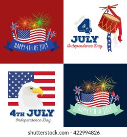 4th july fireworks background, fourth vector banner, american national flag decoration, celebration usa independence day illustration, symbol of united states freedom, patriotic holiday