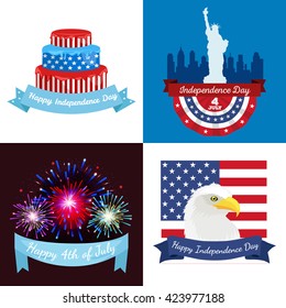 4th july fireworks background, fourth vector banner, american national flag decoration, celebration usa independence day illustration, symbol of united states freedom, patriotic holiday