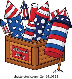 4th of July Fireworks Cartoon Colored Clipart 